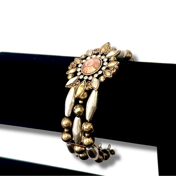 COLDWATER CREEK Tri-tone Antiqued Rustic Flower Cuff - Picture 7 of 9